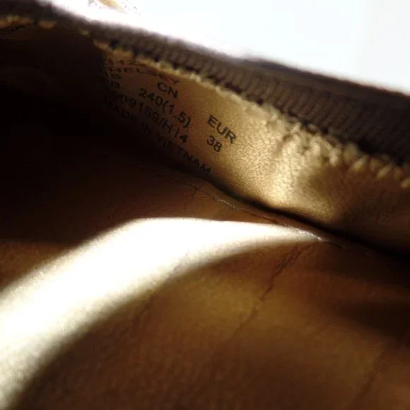 Coach Chelsey Signature Logo Fabric Brown Leather Flats Goldtone Hardware Sz 8 - Picture 10 of 15